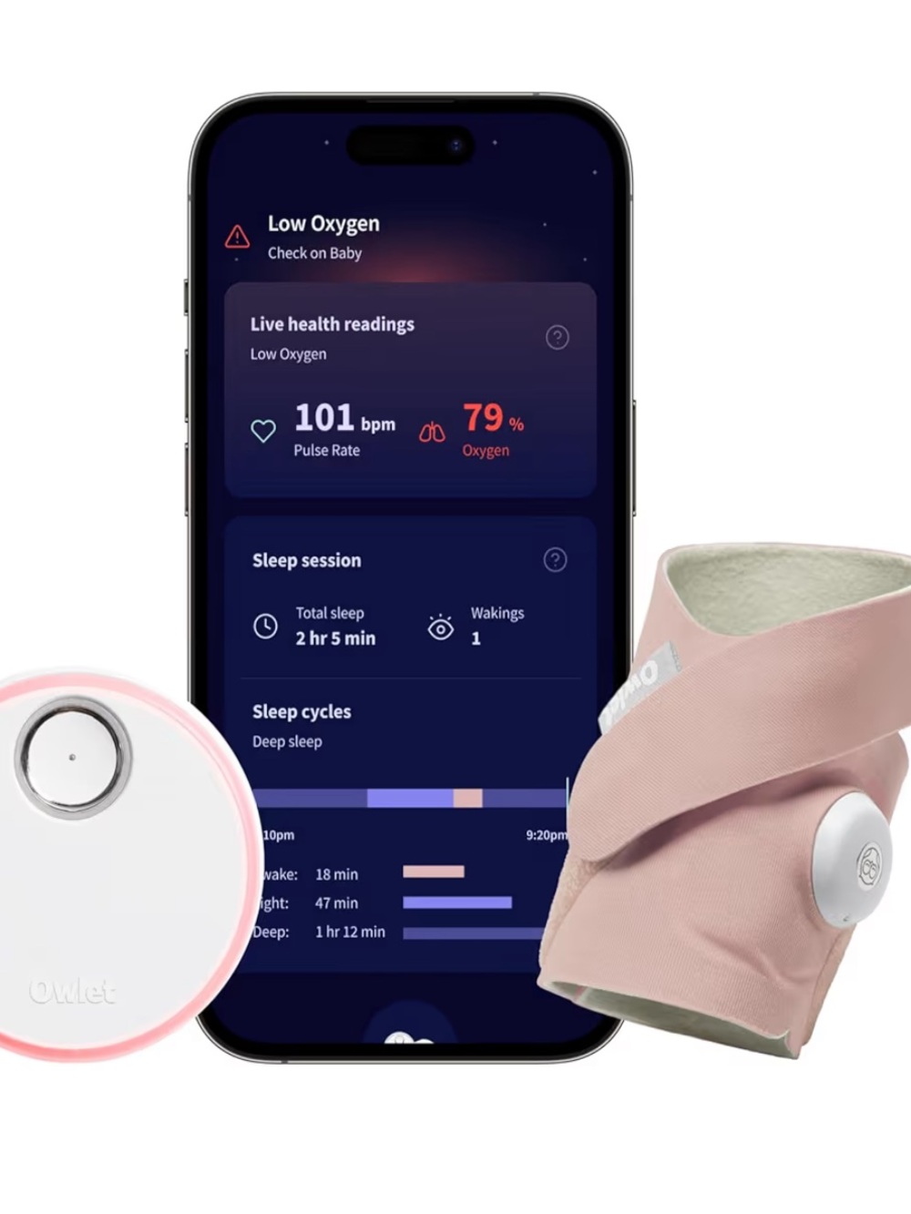 NEW, UNOPENED Owlet Dream Sock Smart Baby Monitor, Better Sleep, Dusty Rose